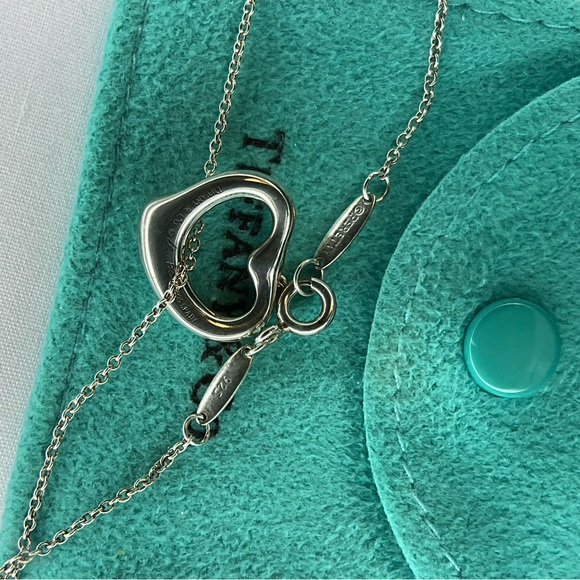 Tiffany & Co Elsa Peretti Open Heart Pendant Aquamarine 16" - Picture 6 of 11